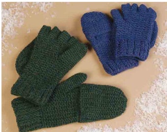 Mittens CROCHET PATTERN Mittens for Women & Kids/Reversible With Flap/Worsted Yarn/Instant PDF Download/Vintage Pattern/Christmas Gift Idea