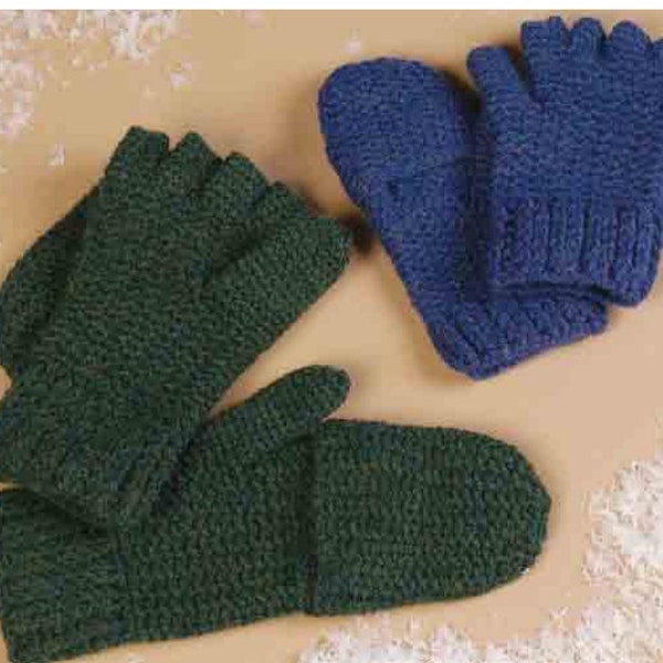 Mittens CROCHET PATTERN Mittens for Women & Kids/Reversible With Flap/Worsted Yarn/Instant PDF Download/Vintage Pattern/Christmas Gift Idea