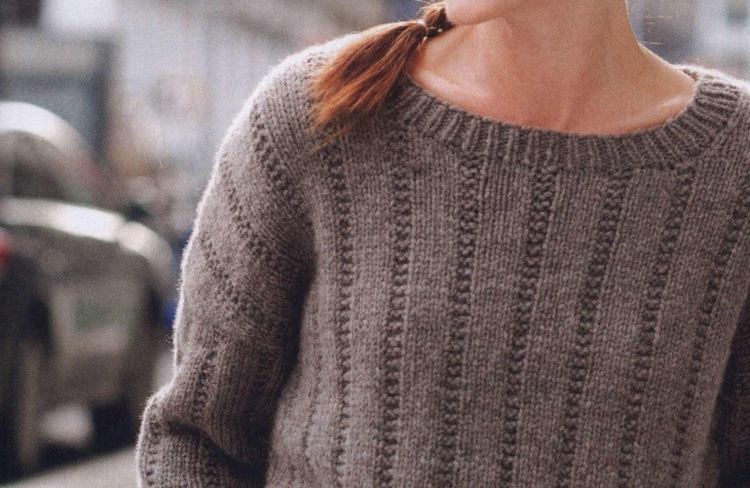 KNITTING PATTERN Easy Sweater Beginner - Aran Yarn Simple