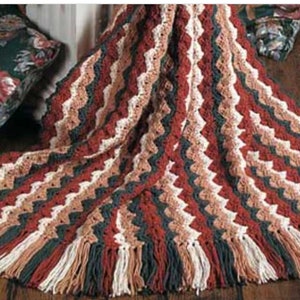 CROCHET PATTERN Navajo Afghan Easy/Southwestern Striped Blanket/Instant PDF Download/Vintage Aztec Crochet Throw Tutorial