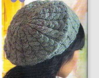 Bonnet béret modèle tricot femme/peignée/fil moyen/motif tricot vintage/téléchargement PDF instantané/patron bonnet bonnet femme