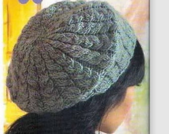 Hat Beret KNITTING PATTERN Women/Worsted/Medium Yarn/Vintage Knit Pattern/Instant PDF Download/Womens Hat Cap Pattern