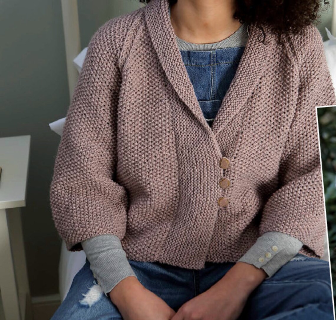 Boxy Jacket KNITTING PATTERN Women/Dusky Pink Cardigan Knit Etsy
