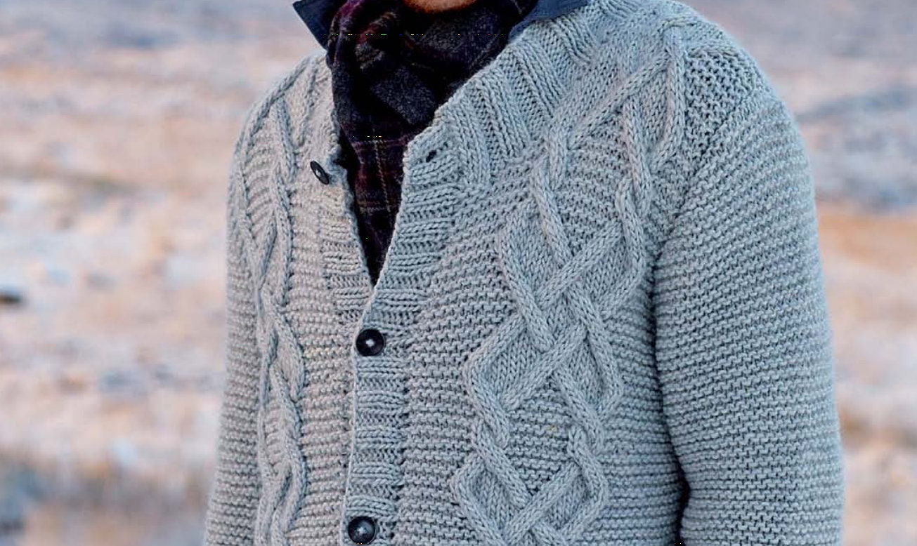 KNITTING PATTERN Men's Cardigan Jacket Cable Aran/chunky Yarn/men's  Fisherman Cable Coat Top Sweater Pullover/instant Download -  New  Zealand