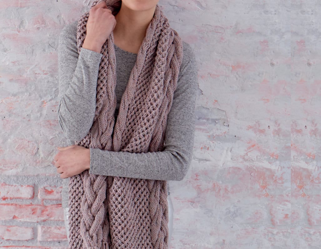 Extra Long Cable Scarf Knitting Pattern KNITTING PATTERN ⨯ Aran Weight Yarn x Knit Pattern Winter Accessories