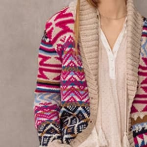 KNITTING PATTERN Jacket Southwestern Navajo Worsted Cardigan Medium Yarn/Instant PDF Download/Womens Vintage Pattern