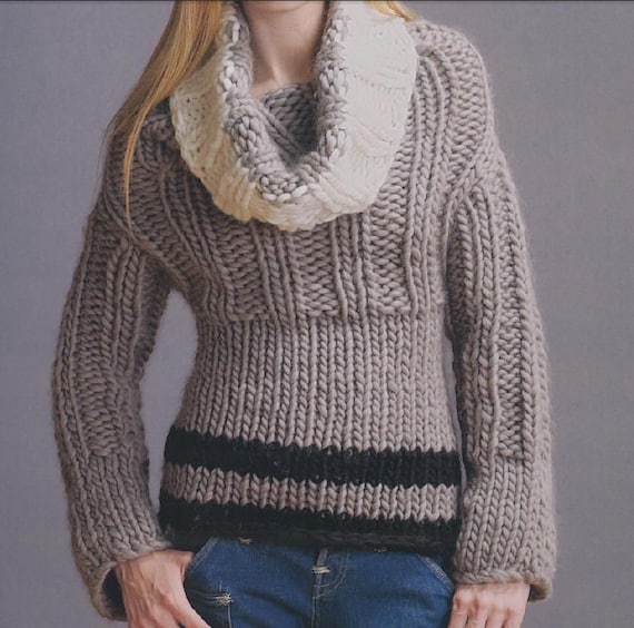KNITTING PATTERN Chunky Knit Sweater Pattern Two Styles | Etsy
