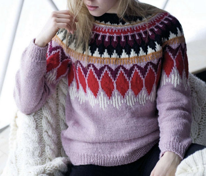 MODÈLE DE TRICOT Haut pull islandais en grosse maille, modèle de