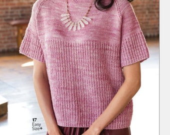 Easy Summer Top Tee KNITTING PATTERN ⨯ Dk Yarn Jumper Knitting Pattern Beginner Short-Sleeve Sweater Knit Pattern
