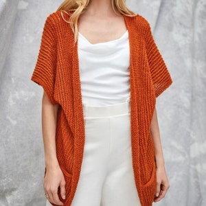 Coat Jacket Pattern PDF KNIT PATTERN, Beach Coverup Vest Top Knitting Pattern/Dk Yarn Summer Light Sweater Knit Pattern Instant Download