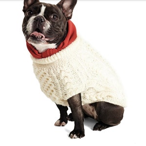 KNITTING PATTERN Dog Aran Coat Sweater Dog/Aran Yarn Dog Fisherman Pullover Knit Pattern/Instant PDF Download/Dog Top Cable Sweater Pattern
