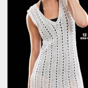 PDF KNITTING PATTERN Dress Women/Worsted Medium Yarn Instant Download Vintage Knit Pattern/Knitted Summer Dress Pattern
