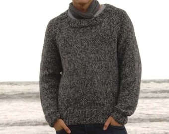 PDF KNITTING PATTERN Men's Sweater Easy Beginner -- Chunky Yarn Men's Top Pullover -- Instant Download -- Gift For Him