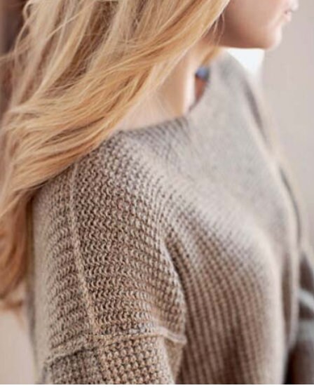 Eaphi u neck leaf pattern knit best ベージュ tops
