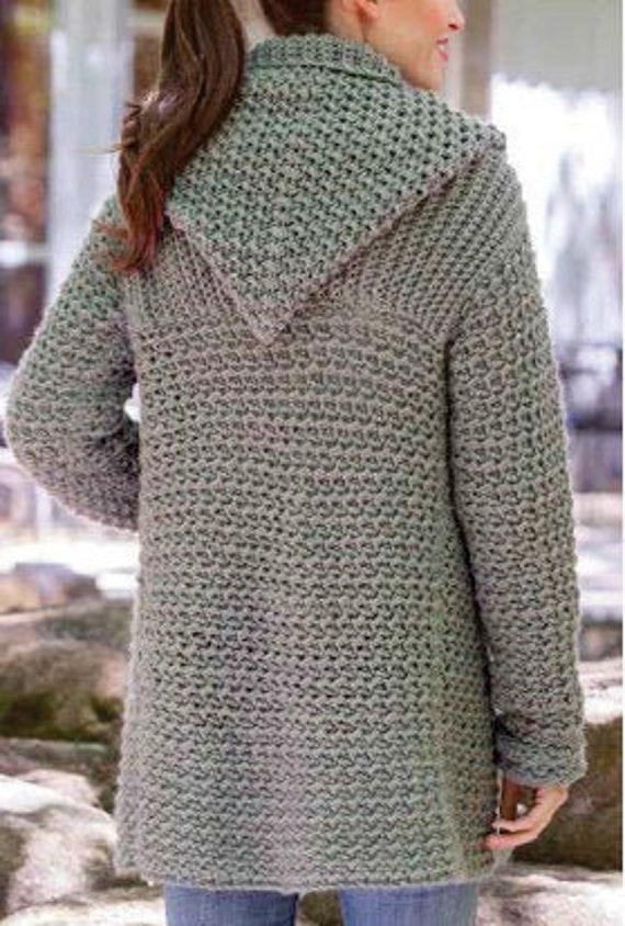 Hooded Sweater Coat CROCHET PATTERN 