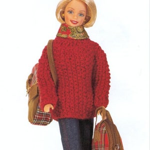 KNITTING PATTERN Barbie Top Sweater/Barbie Doll Vintage Knit Outfit Clothes Pattern/Instant PDF Download