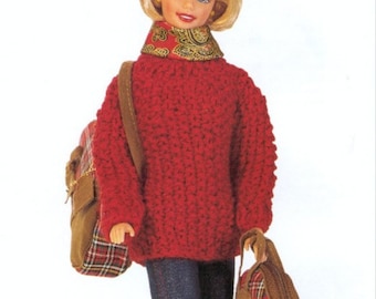 Barbie Top Sweater Easy PDF KNITTING PATTERN Barbie Top Sweater/3-ply Yarn Barbie Doll Vintage Knit Outfit Clothes Pattern/Instant Download