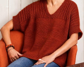 Oversized Vest Top KNITTING PATTERN PDF/Sweater Women/Worsted Yarn/Vintage Knit Pattern