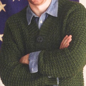 CROCHET PATTERN Mens Sweater -- Worsted Yarn -- Instant PDF Download -- Vintage Pattern -- Gift for Him