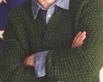 MODELLO ALL'UNCINETTO Maglione da uomo - Filato pettinato - Download PDF istantaneo - Modello vintage - Regalo per lui
