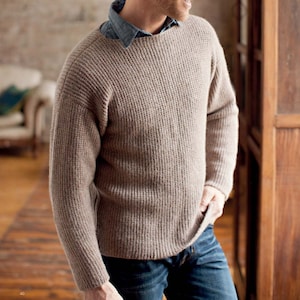 PDF KNITTING PATTERN Mens Sweater Unisex His and Hers Top Knit Pattern-- Dk Yarn Men's Womens Pullover -- Instant Download -- Gift For Him