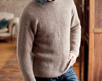 PDF KNITTING PATTERN Mens Sweater Unisex His and Hers Top Knit Pattern-- Dk Yarn Men's Womens Pullover -- Instant Download -- Gift For Him