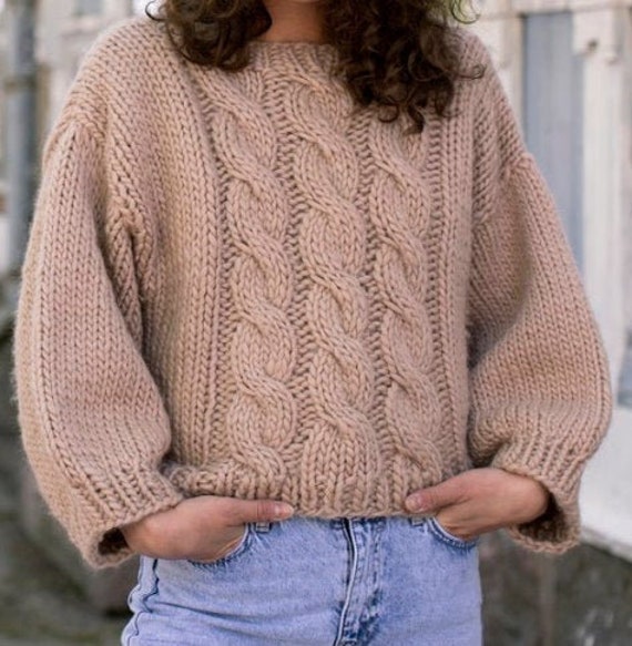 Boxy cable 2025 knit sweater