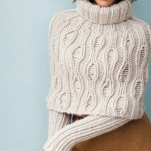 Poncho KNITTING PATTERN Women Arm Warmers/Bulky Yarn/Vintage Knit Pattern/Instant PDF Download/Womens Jacket Shrug Capelet Poncho