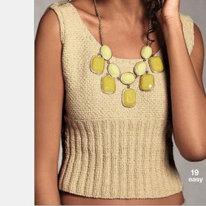 Tank Top KNITTING PATTERN Cropped Sweater Women/Vintage Knit Pattern/Instant PDF Download/Womens Top Sweater Pattern
