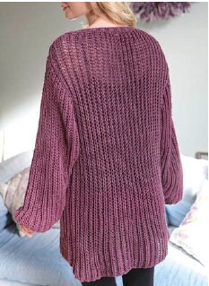 KNITTING PATTERN Easy Ribbed Plum Sweater Women/aran Yarn - Etsy