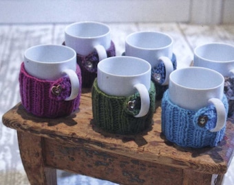 PDF KNITTING PATTERN Easy Mug Cozy - Worsted/Medium Yarn - Instant Download - Vintage Pattern - Beginner Knitted Cozies How To