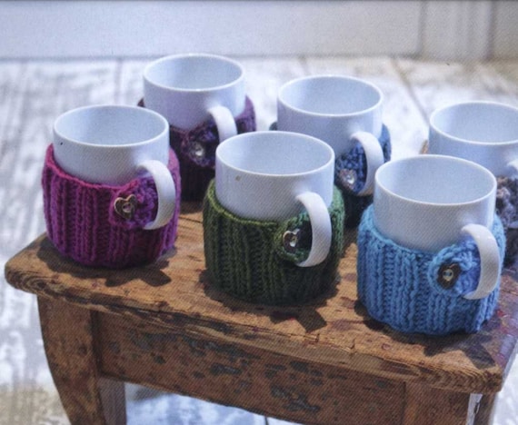 Easy Mug Cozy KNITTING PATTERN Worsted/medium Yarn Instant PDF - Main Image