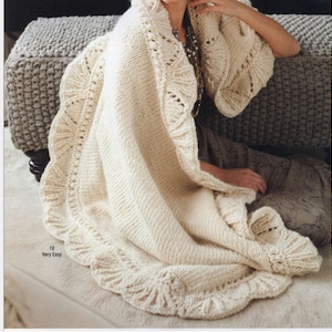 Blanket Throw KNITTING PATTERN Super Chunky Yarn Bedspread Afghan - Instant PDF Download - Vintage Pattern - Housewarming Gift