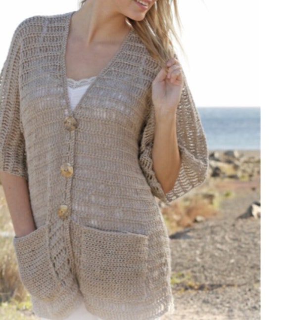 Veste légère MOTIF AU CROCHET Facile pour femmes, fil Dk