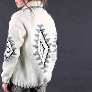 Southwestern Navajo Coat Jacket Women KNITTING PATTERN/Instant PDF Download/Womens Cardigan Tribal Top Chunky Sweater Pattern Easy