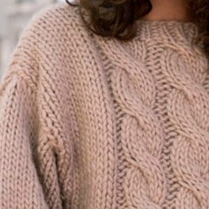 Chunky Crop Top KNITTING PATTERN x Instant PDF Download/Boxy Cable Sweater Pullover