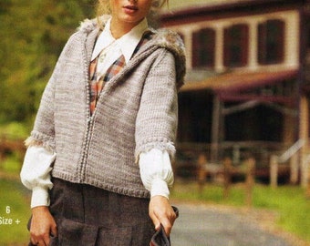 Hood Jacket KNITTING PATTERN Women/Chunky Yarn Hooded Sweater Pattern/Instant PDF Download/Womens Top