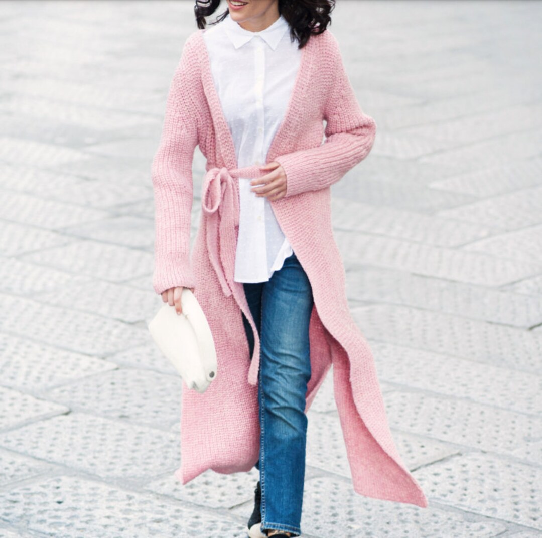 Easy Long Coat Jacket KNITTING PATTERN Women/bulky Yarn Long Cardigan ...