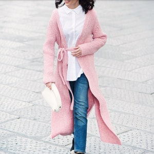 KNITTING PATTERN Coat Women/Bulky Yarn Long Cardigan Knit Pattern/Instant Download/Easy Coat Pattern How To
