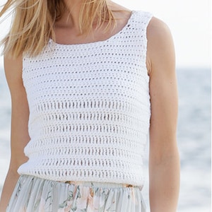 Easy Crochet Tank Top Vest CROCHET PATTERN Summer Top Women/Instant PDF Download/Crochet Lace Crop Sleeveless Tank Top Pattern Beginner