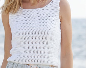 Easy Crochet Tank Top Vest CROCHET PATTERN Summer Top Women/Instant PDF Download/Crochet Lace Crop Sleeveless Tank Top Pattern Beginner
