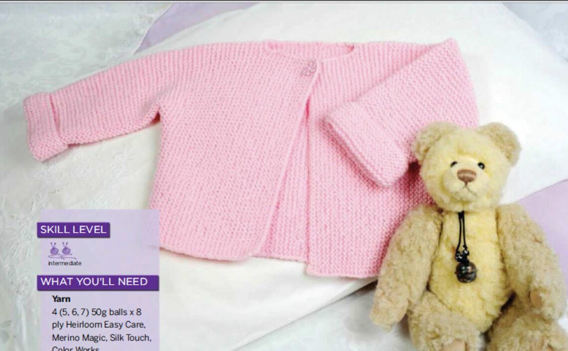 PDF KNIT PATTERN Easy Knit Baby Jacket Toddler Dk Yarn Etsy