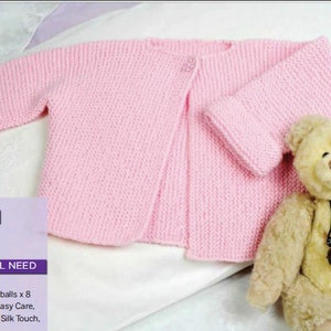 Easy Knit Baby Jacket Top KNITTING PATTERN dk yarn  -- Instant PDF Download -- Simple Baby Knit Pink Cardie Cardigan Sweater