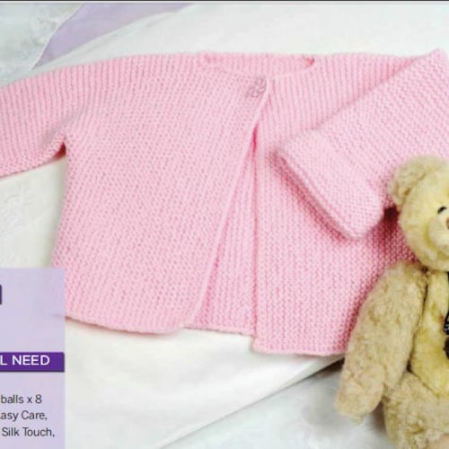 Easy Knit Baby Jacket Top KNITTING PATTERN Dk Yarn Instant Etsy