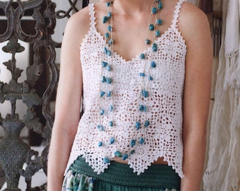Lace Top CROCHET PATTERN Summer Top Women/Instant PDF Download/Crochet Lace Crop Sleeveless Tank Top Pattern