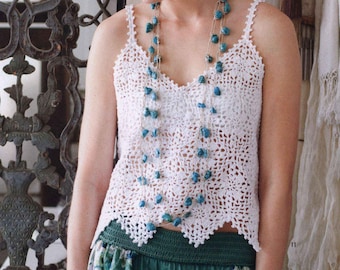 Tank Top Vest CROCHET PATTERN Summer Top Women/Instant PDF Download/Crochet Lace Crop Sleeveless Tank Top Pattern