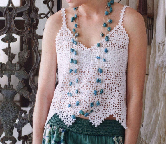 Lace Top CROCHET PATTERN Summer Top Women/instant PDF Download/crochet Lace  Crop Sleeveless Tank Top Pattern 