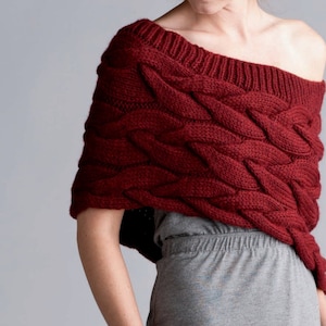 Chunky Shrug Poncho PDF KNITTING PATTERN ⨯⨯ Chunky Yarn Knit Pattern Shrug Cover Up Poncho Knit Winter Accessories x Instant Download