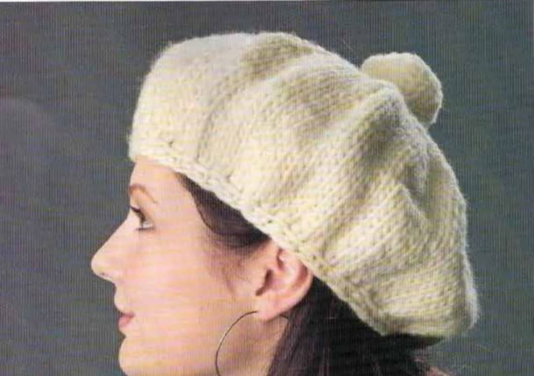 Beret Hat KNITTING PATTERN Women/super Chunky Yarn/vintage Knit Pattern