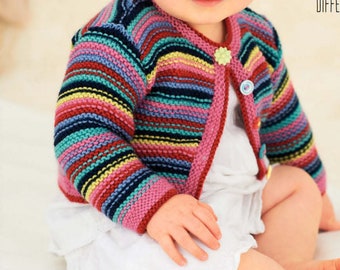 Easy Baby Jacket KNITTING PATTERN Dk yarn Toddler Child Kid Knit  -- Sizes 6m up to 5yr-old - Instant PDF Download - Simple Garter Baby Knit